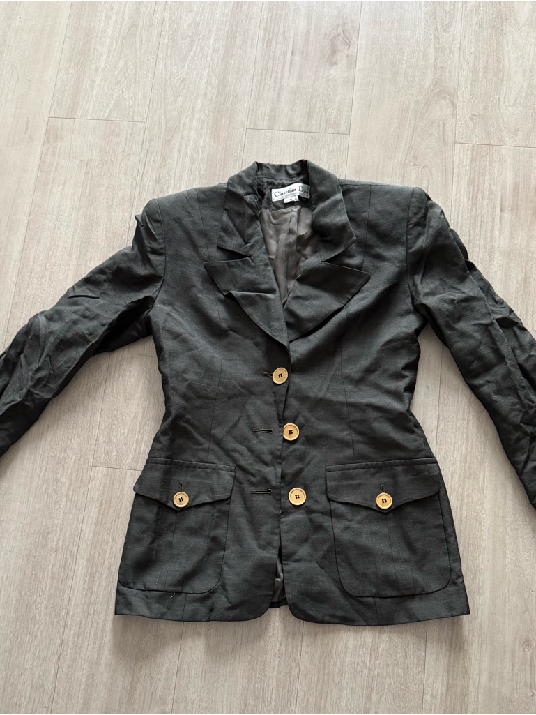 Dior Black Women's Tailored Blazer With Gold Buttons